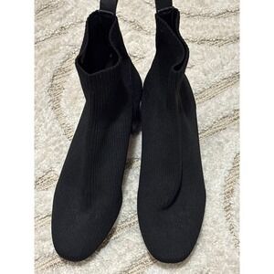 Everlane Glove Boot ReKnit Black Ribbed Knit Block Heel Ankle Boots Womens 10